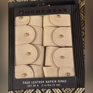 faux leather napkin rings 2 Sets of 8 (16 Total ) HOMEWEAR Wipe Clean NIB